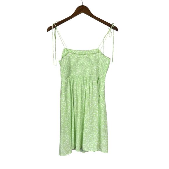 Old Navy NWT Petite Bright Green Floral Tie Strap Fit & Flare Mini Dress - Picture 11 of 13